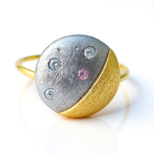 Load image into Gallery viewer, Starry pink diamond moon ring