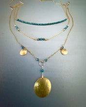 Load image into Gallery viewer, 18k gold necklaces with teal blue diamonds