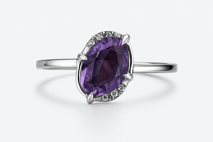 Purple Sapphire dew and ice ring