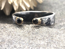 Load image into Gallery viewer, Oxidized silver diamond eye stackable ring  Tamara Alain 