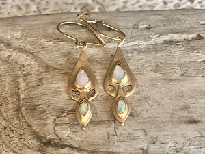 Opal dove earrings