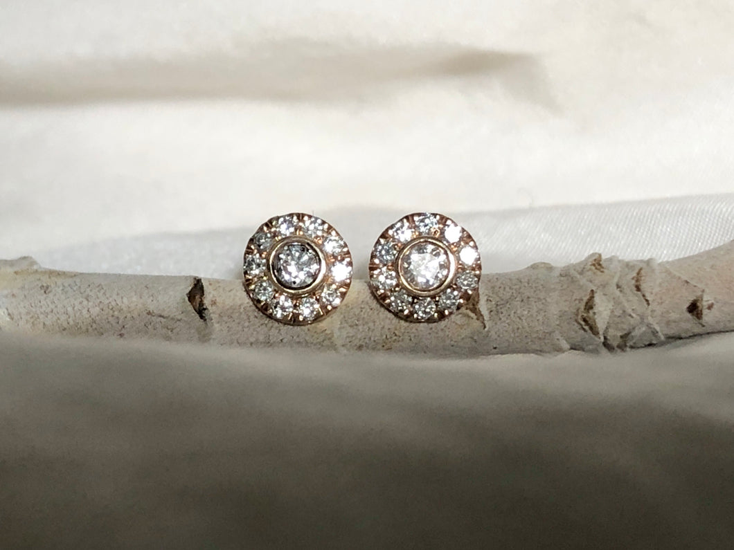 Diamond halo boho earrings