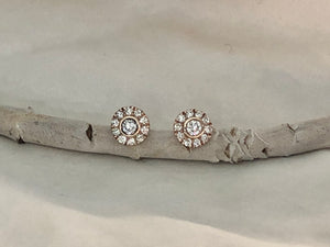 Diamond halo boho earrings